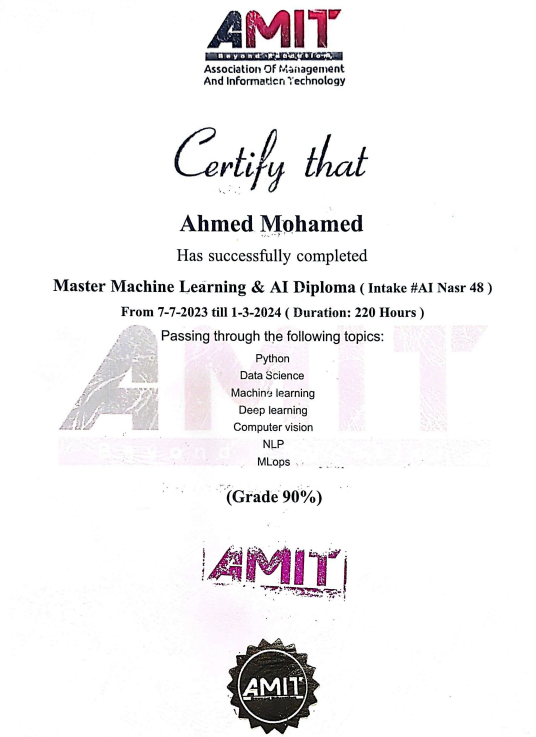 Master AI and ML diploma 2